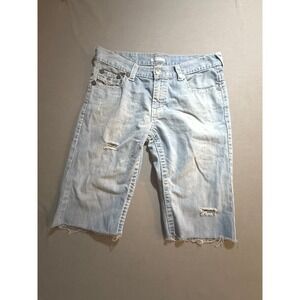True Religion Denim Limited Edition‎ Distressed Cut Off Shorts Mens Blue 34x14